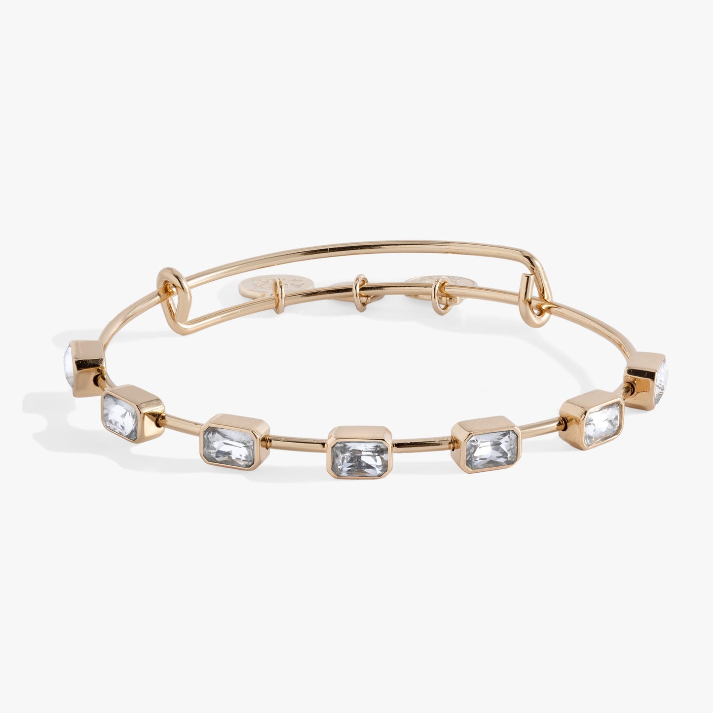 April Birthstone Emerald Cut Bangle Silver