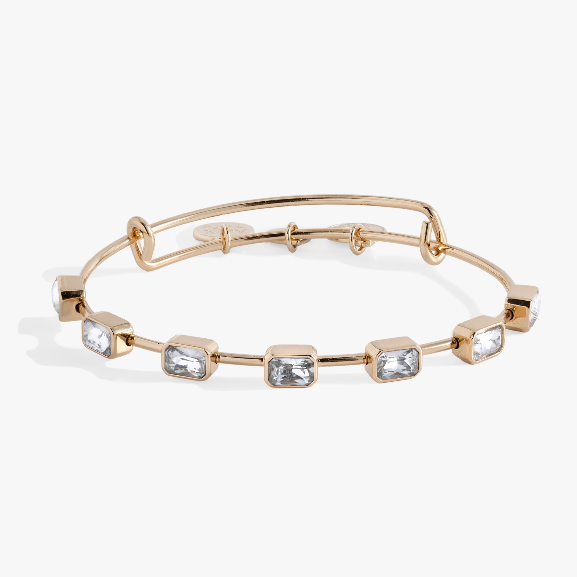 April Birthstone Emerald Cut Bangle Silver