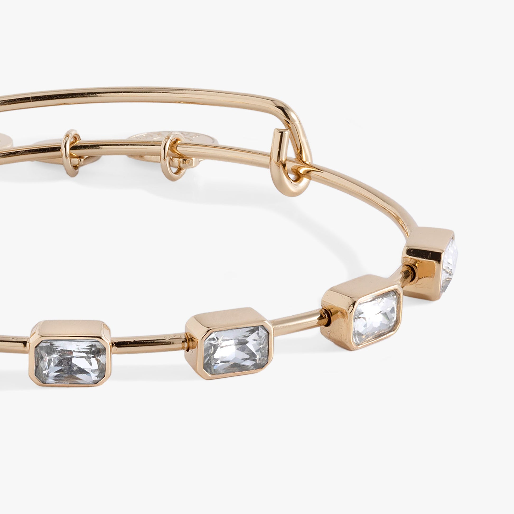 April Birthstone Emerald Cut Bangle Silver