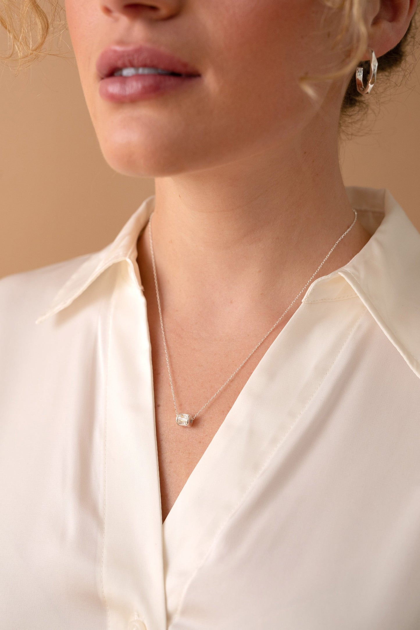 April Birthstone Precious Pendant Necklace Sterling Silver