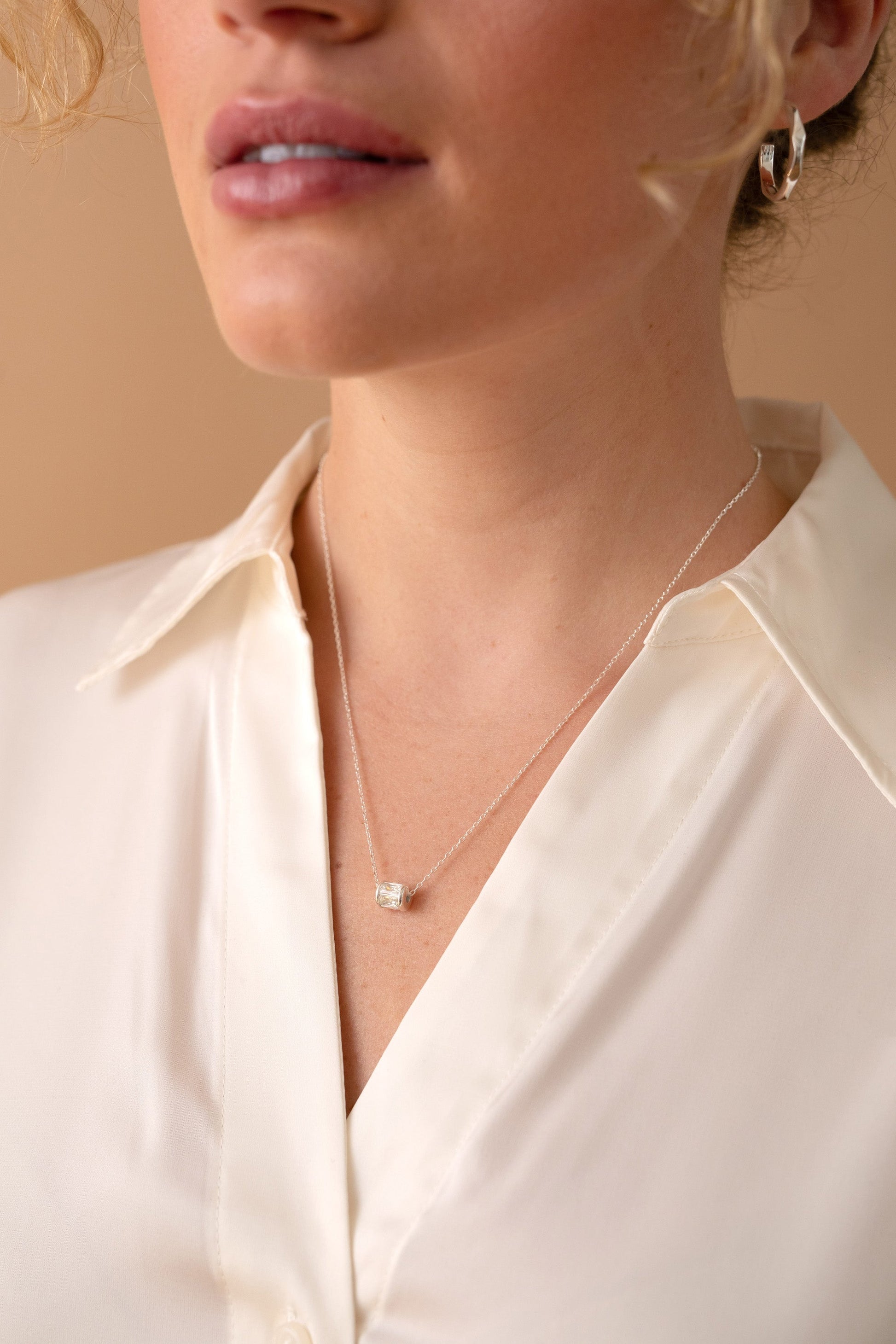April Birthstone Precious Pendant Necklace Sterling Silver