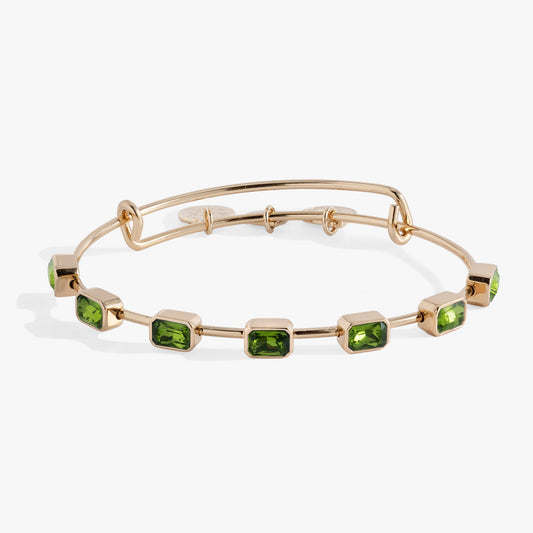 August Birthstone Emerald Cut Bangle Gold