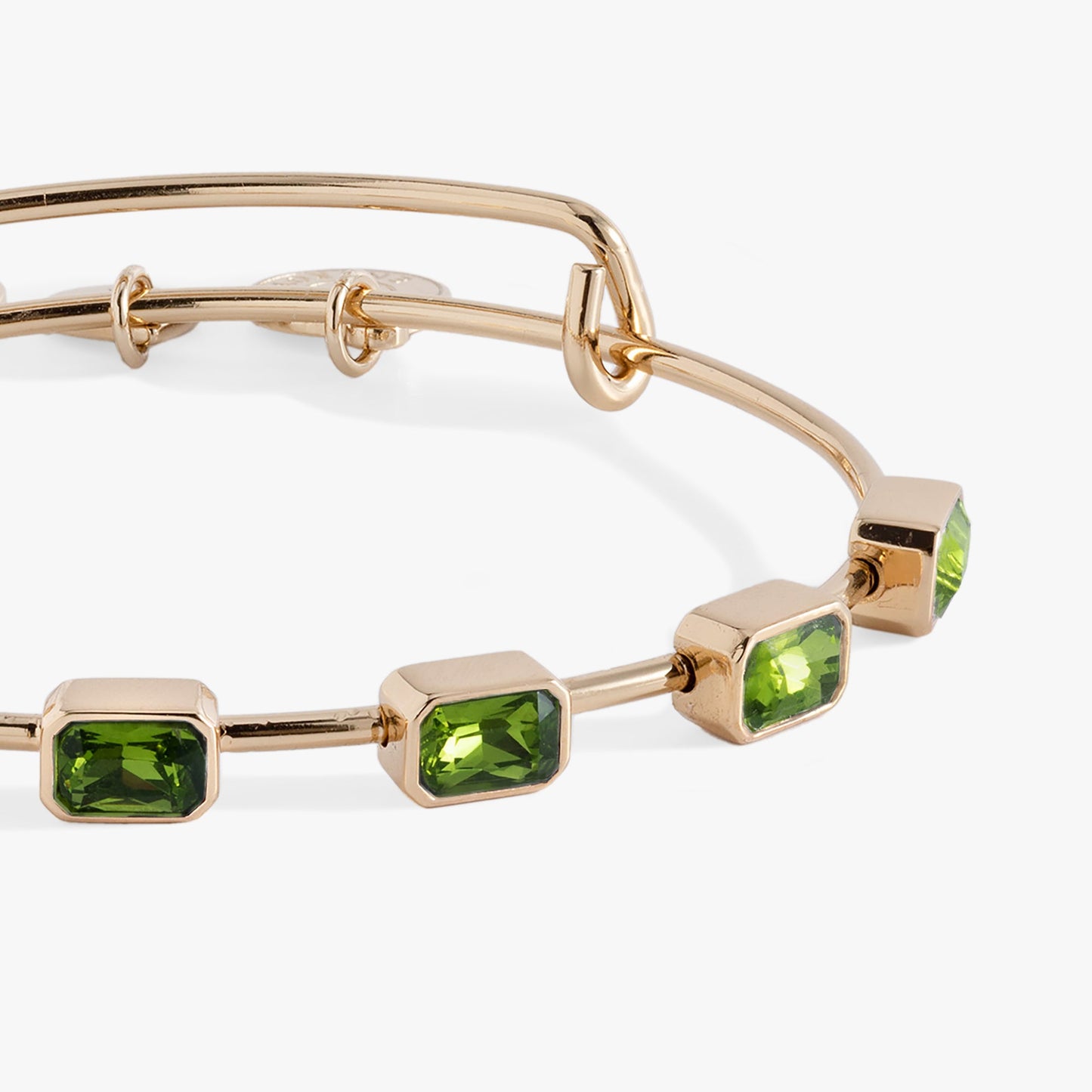 August Birthstone Emerald Cut Bangle Gold