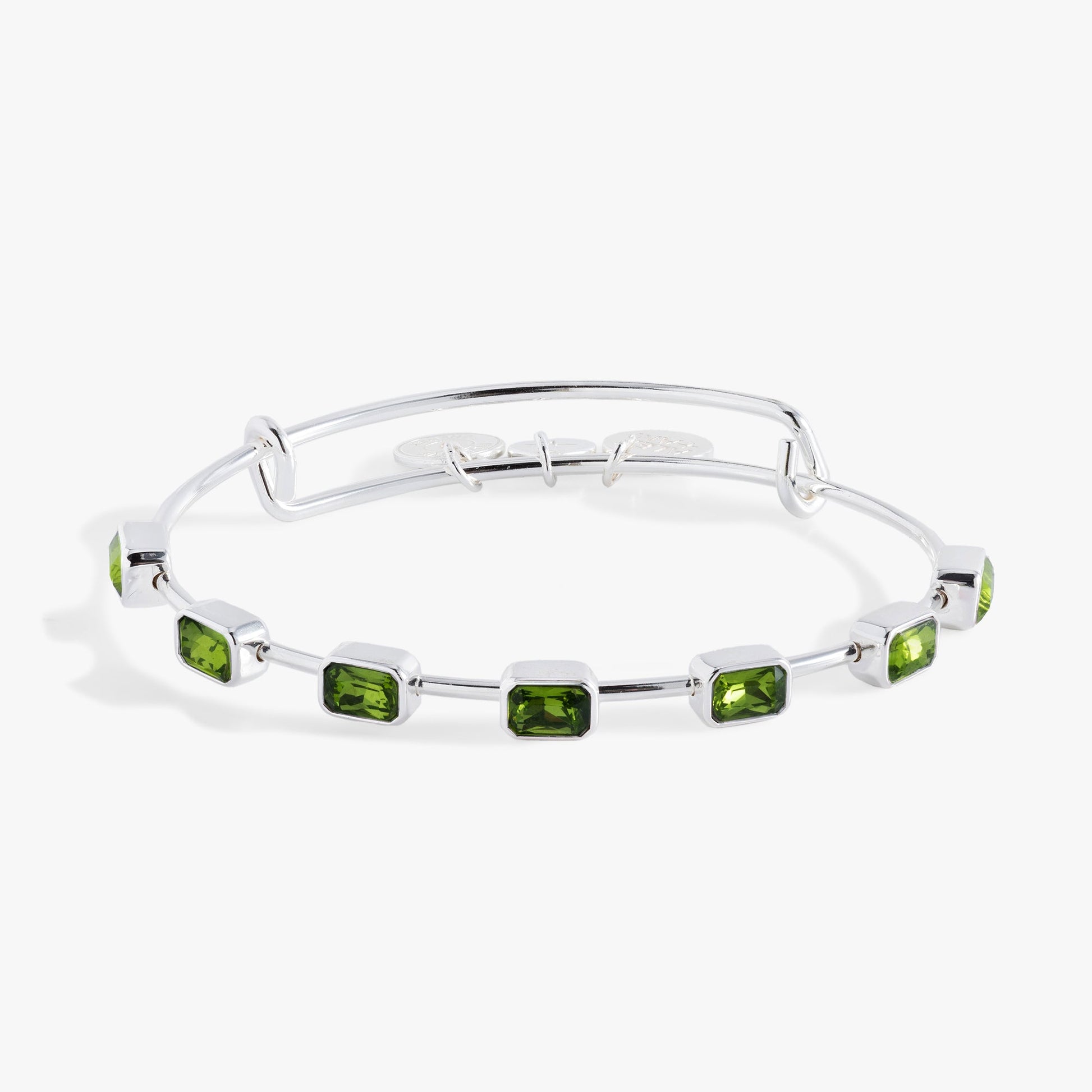 August Birthstone Emerald Cut Bangle Gold