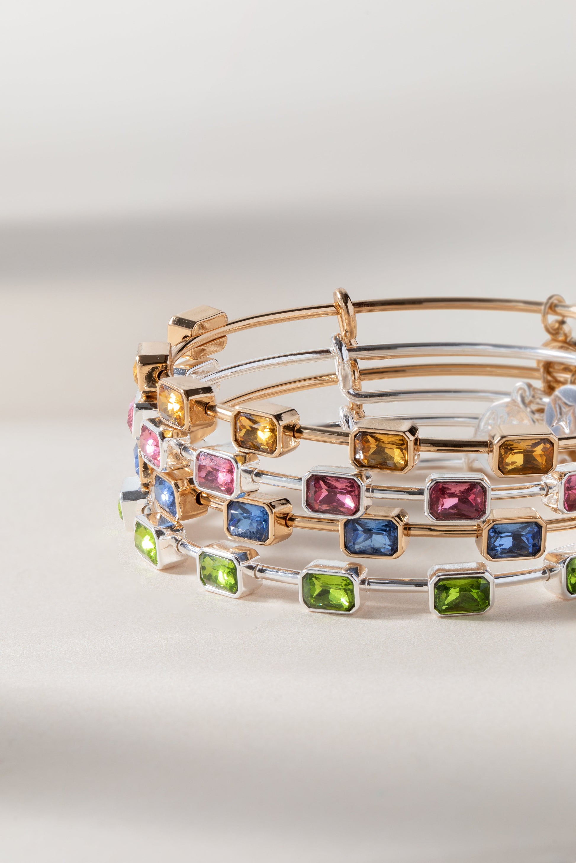 August Birthstone Emerald Cut Bangle Gold