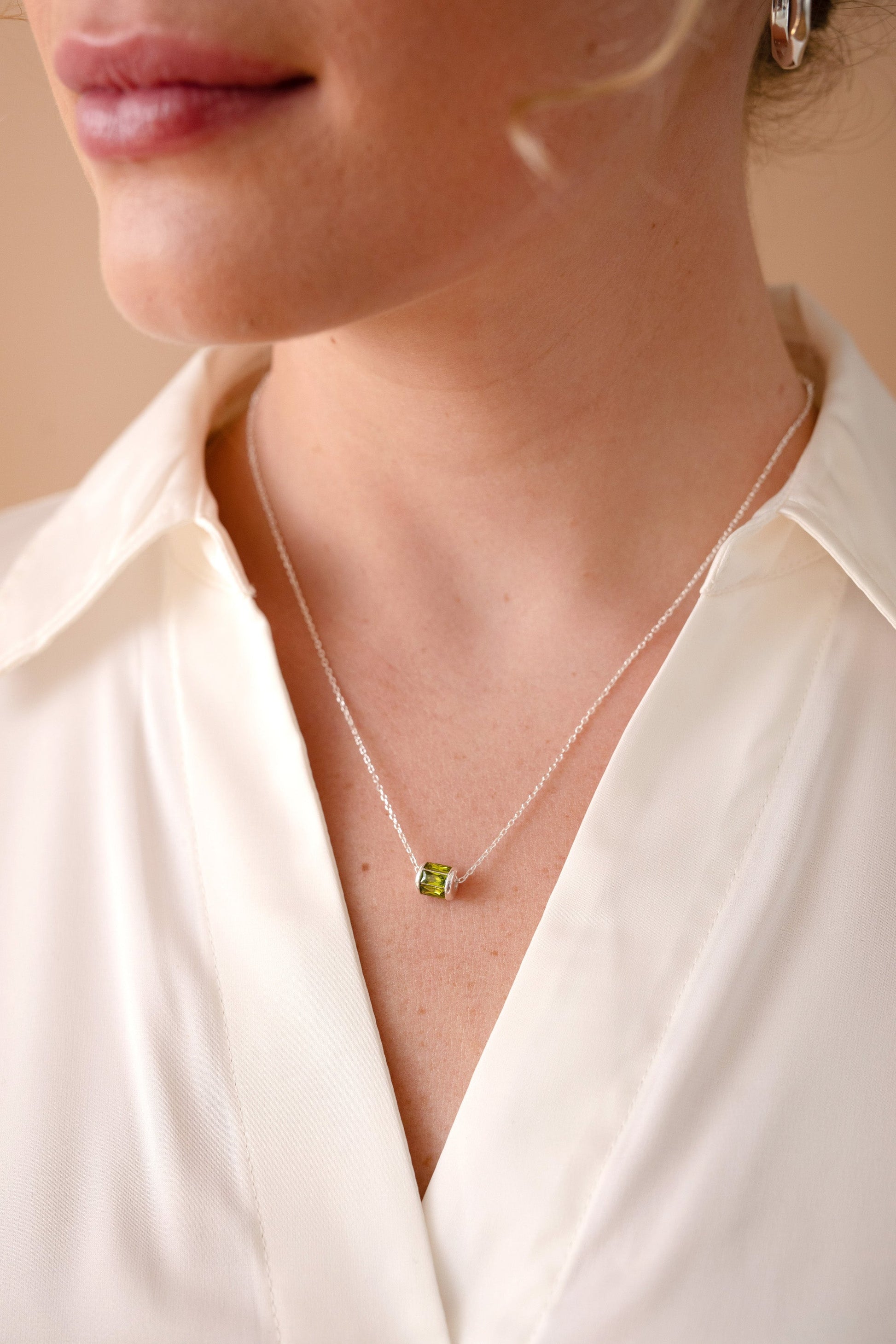 August Birthstone Precious Pendant Necklace 14kt Gold Over Sterling Silver