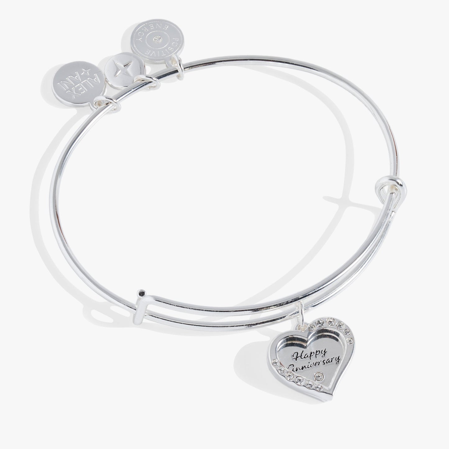 Anniversary Heart Bangle Shiny Silver