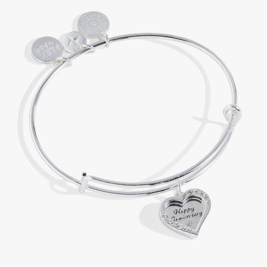Anniversary Heart Bangle Shiny Silver