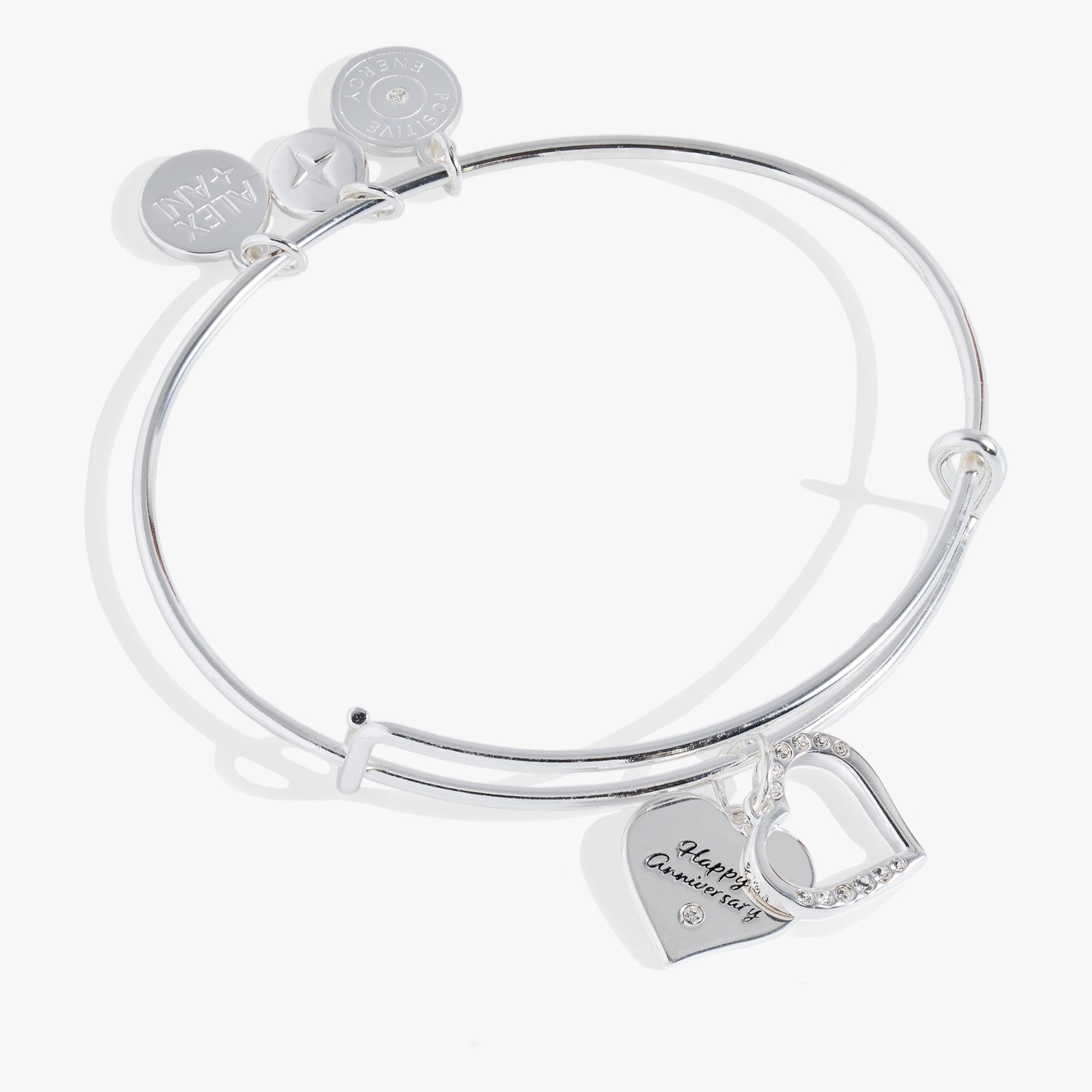 Anniversary Heart Bangle Shiny Silver