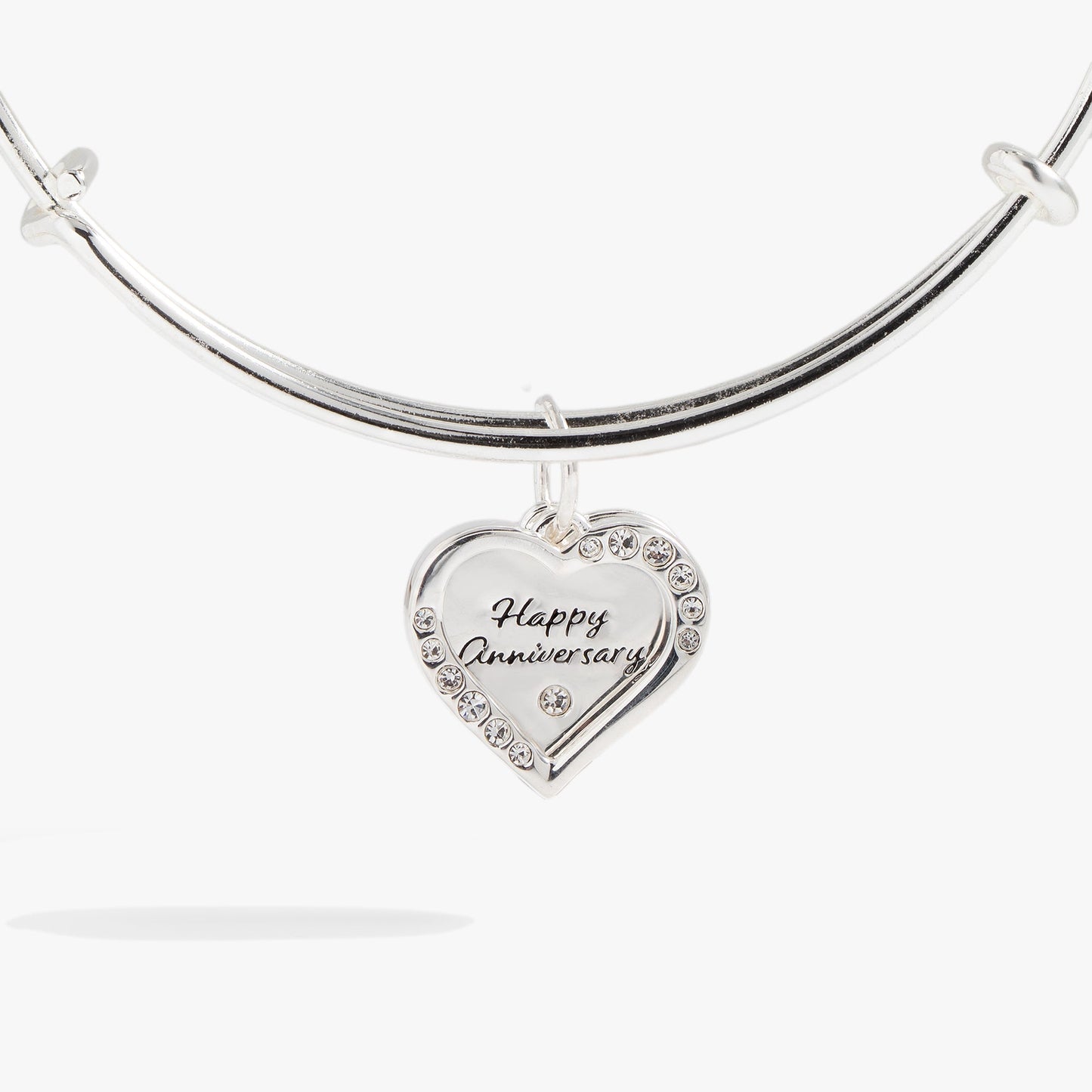 Anniversary Heart Bangle Shiny Silver