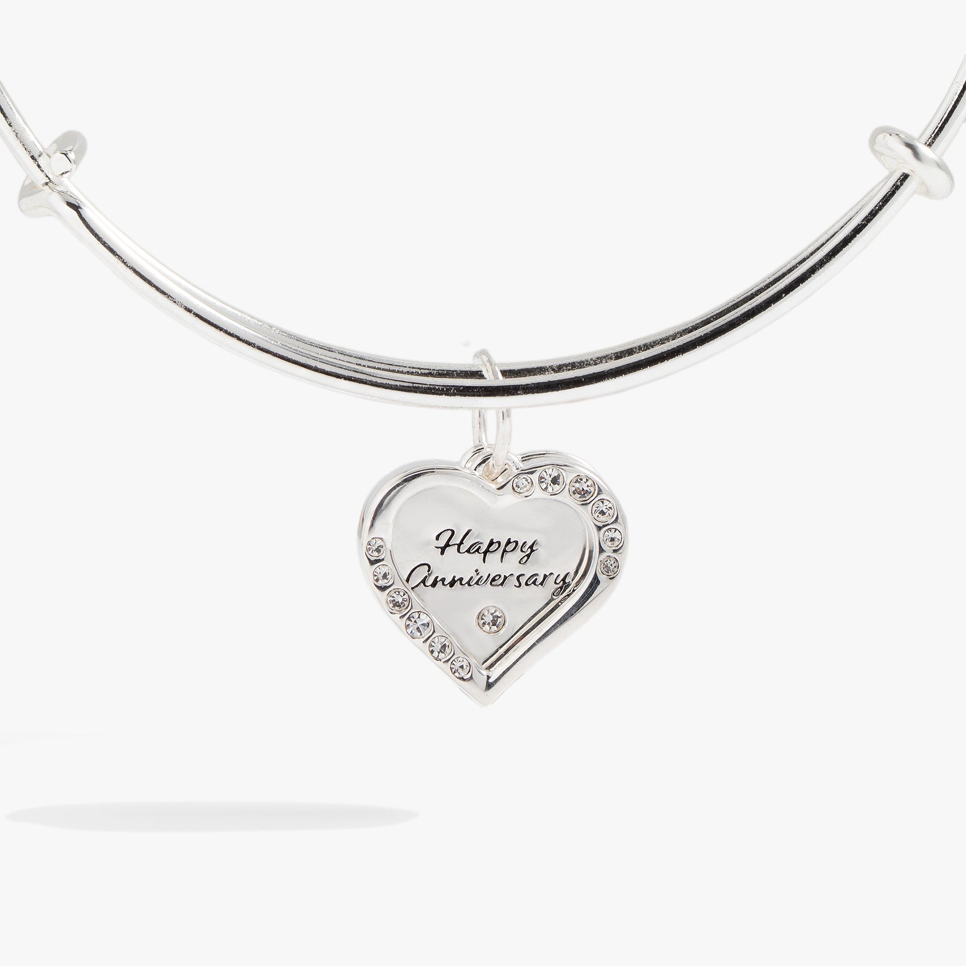 Anniversary Heart Bangle Shiny Silver