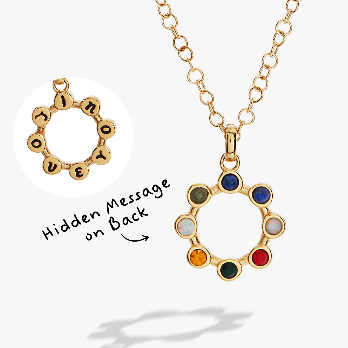 I Love You Crystal Necklace Stainless Steel Gold