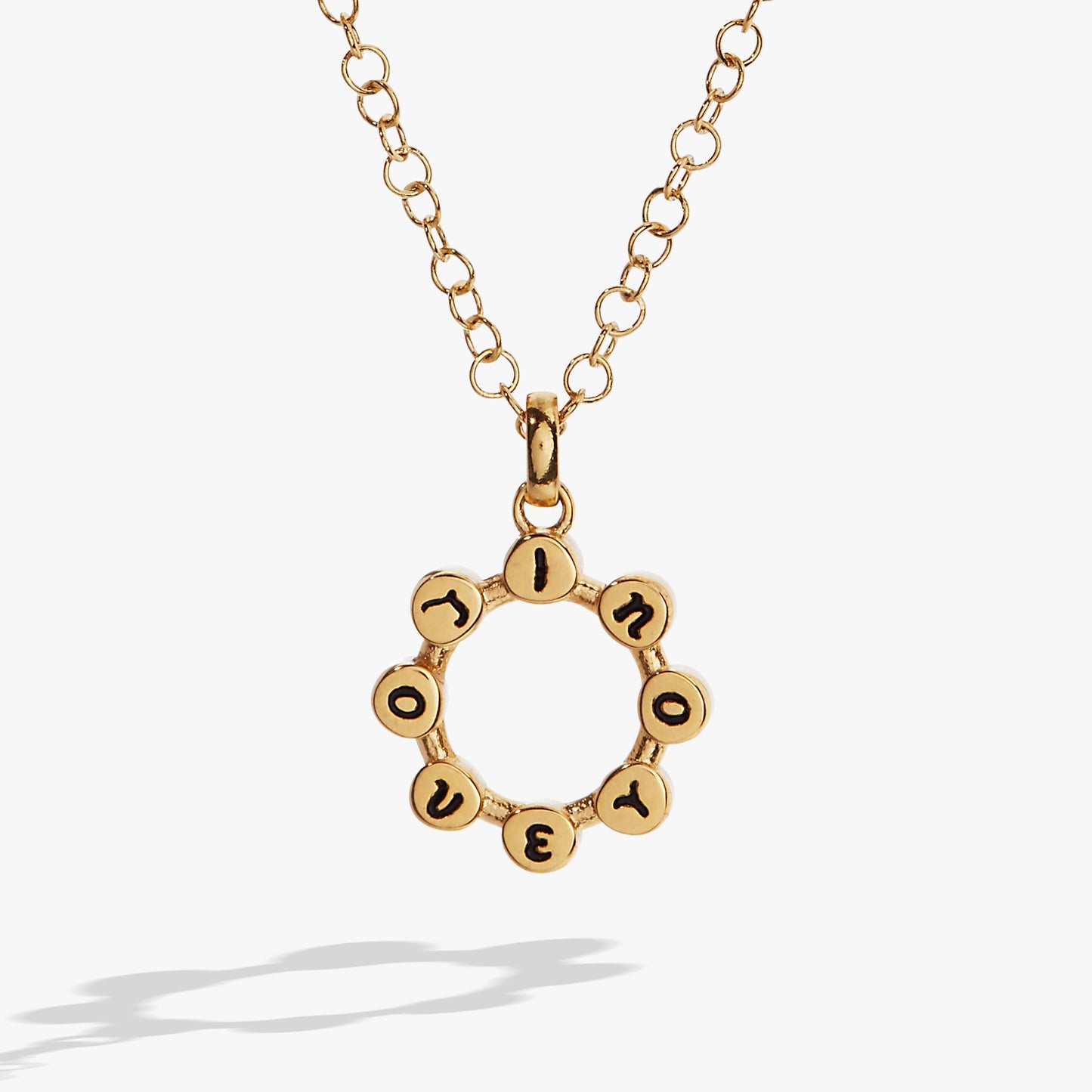 I Love You Crystal Necklace Stainless Steel Gold