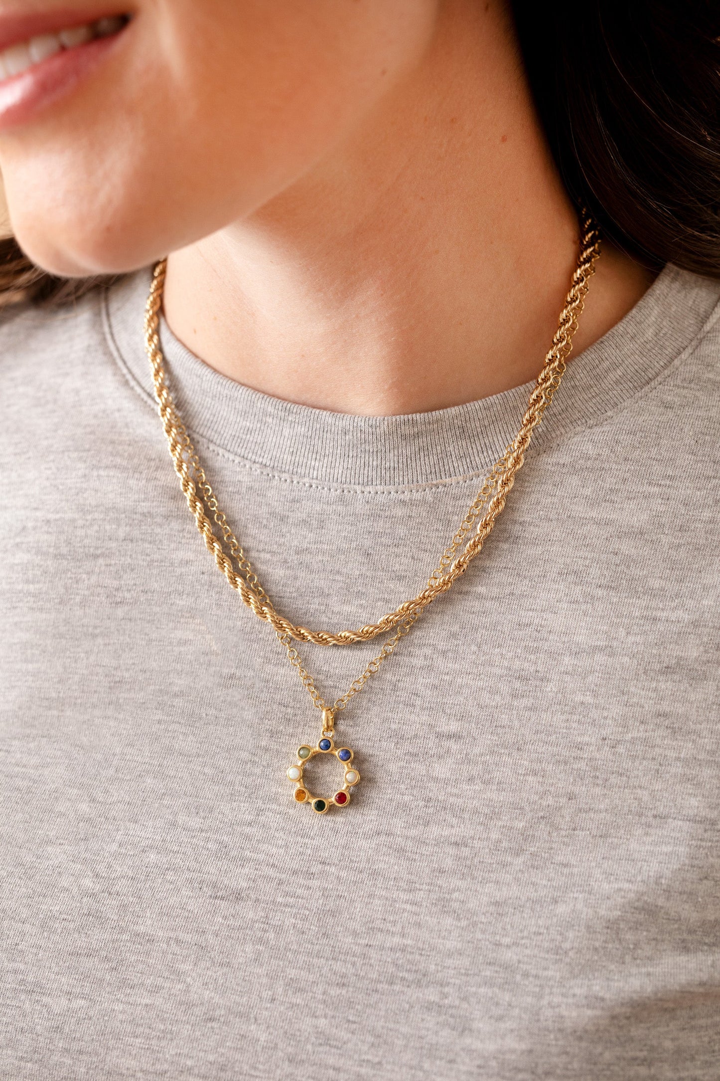 I Love You Crystal Necklace Stainless Steel Gold
