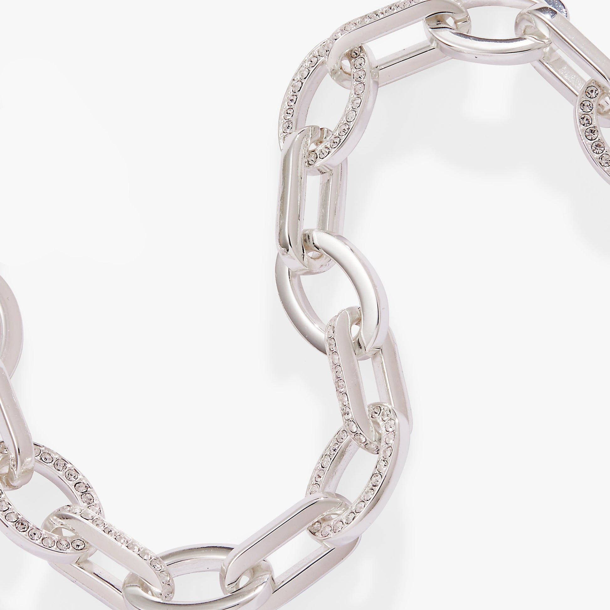 Oval Link Crystal Chain Toggle Bracelet Gold
