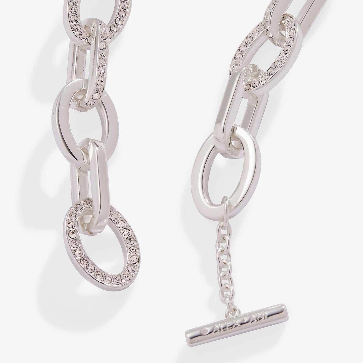 Oval Link Crystal Chain Toggle Bracelet Gold