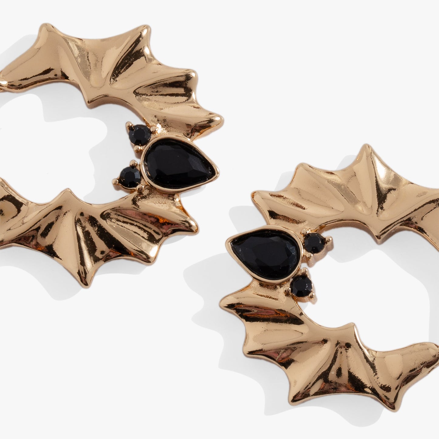 Crystal Bat Hoop Earrings Silver