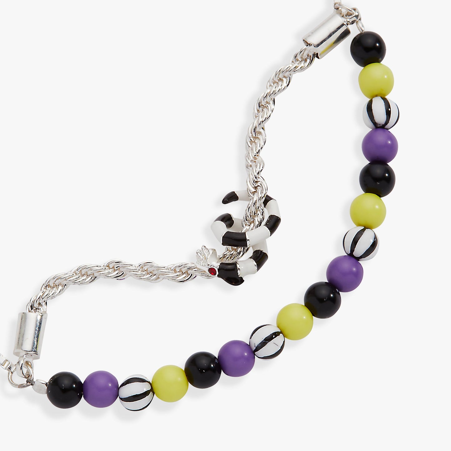 BEETLEJUICE™ Sandworm Beaded Bolo Bracelet Silver