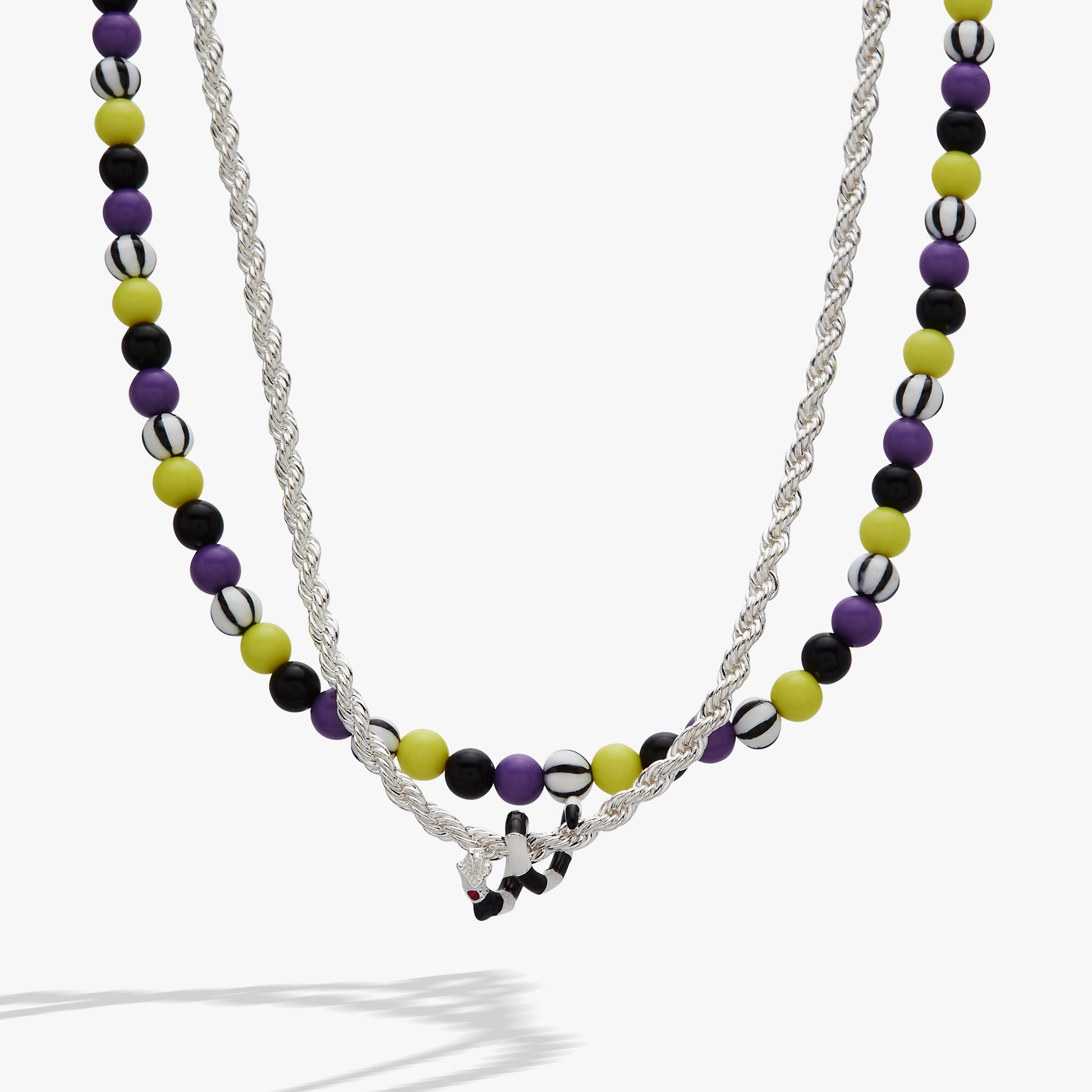 BEETLEJUICE™ Sandworm Beaded Adjustable Necklace Silver