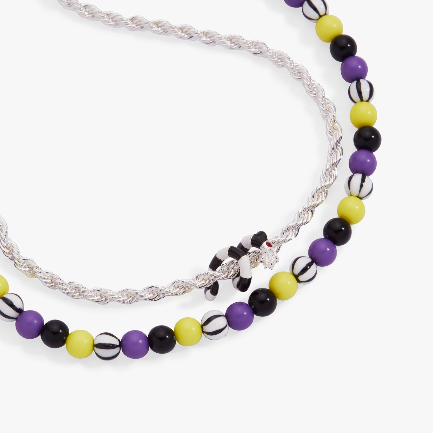 BEETLEJUICE™ Sandworm Beaded Adjustable Necklace Silver