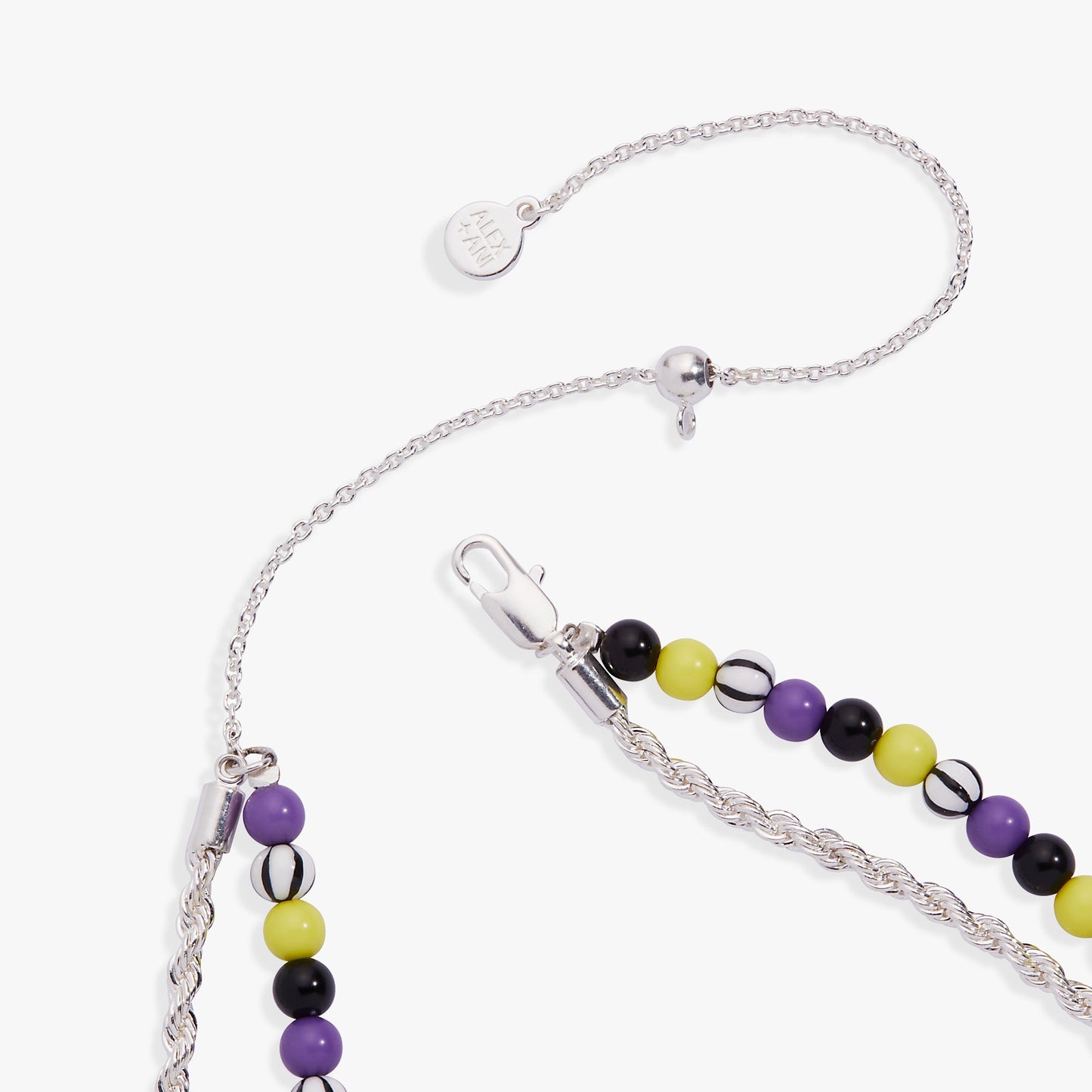 BEETLEJUICE™ Sandworm Beaded Adjustable Necklace Silver