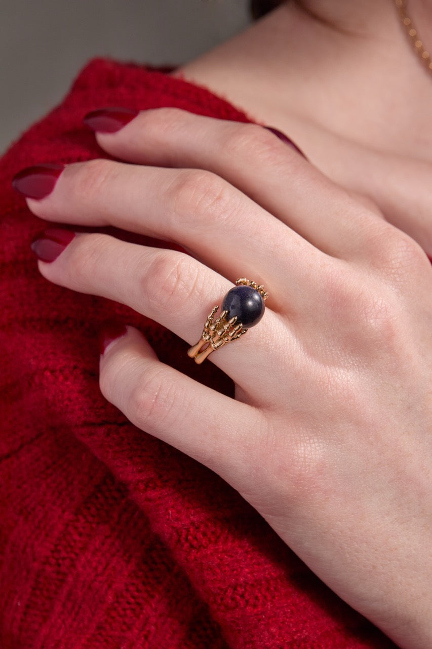 Crystal Ball Ring Gold