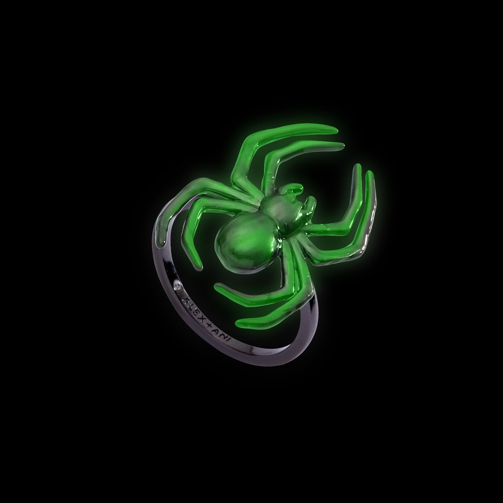 Glow in the Dark Spider Ring Silver