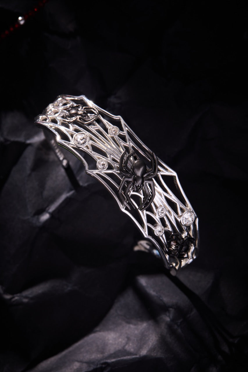 Glow in the Dark Spider Web Cuff Silver