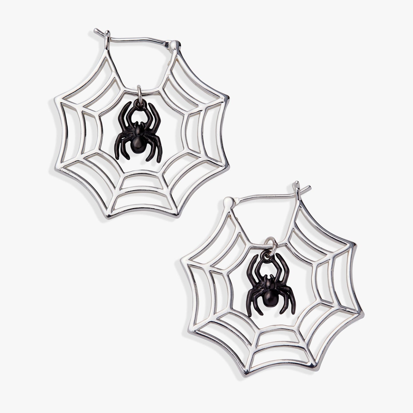 Glow in the Dark Spider Web Hoop Silver