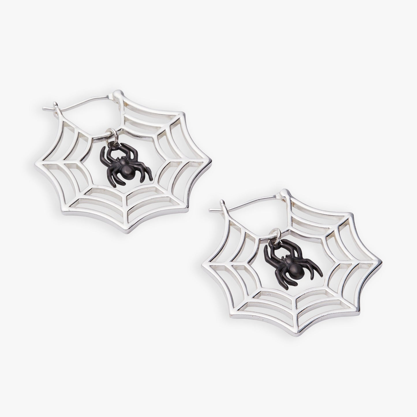 Glow in the Dark Spider Web Hoop Silver