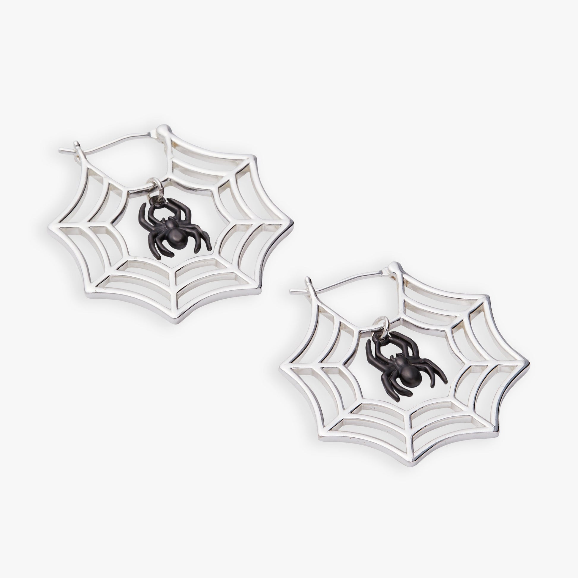 Glow in the Dark Spider Web Hoop Silver