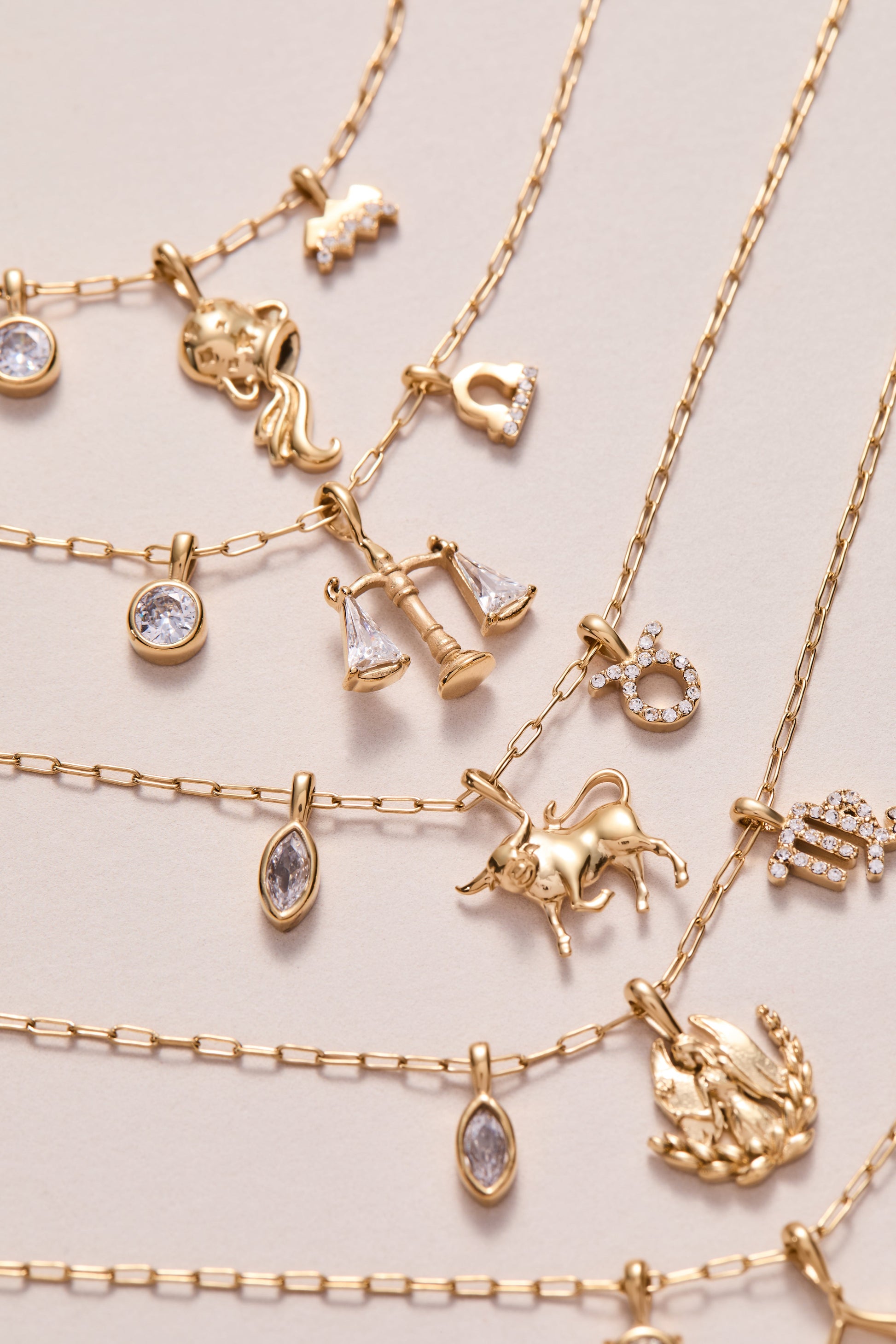 Taurus Charm Cluster Necklace Stainless Steel Gold