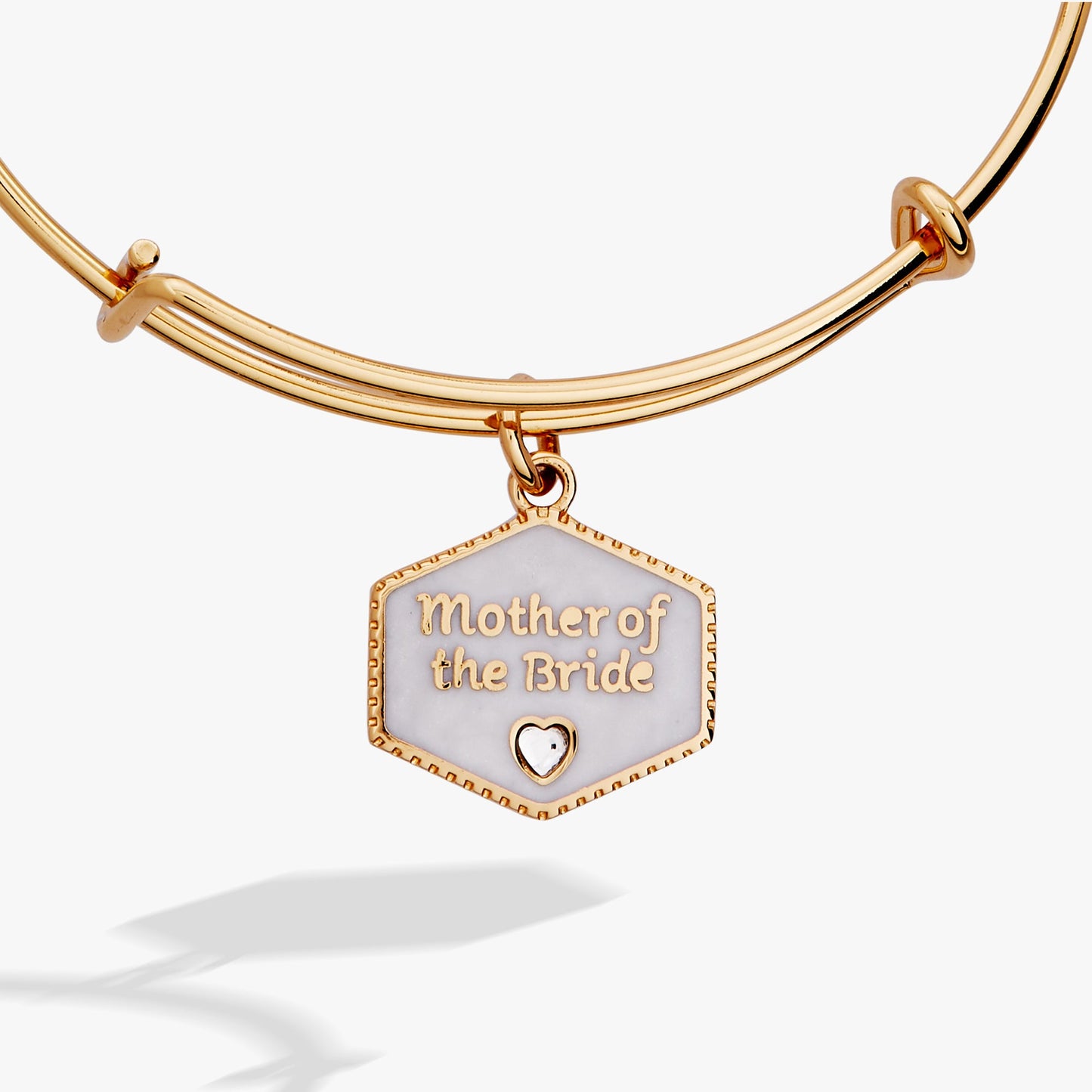Mother of the Bride Mother of Pearl Charm Bangle Gold