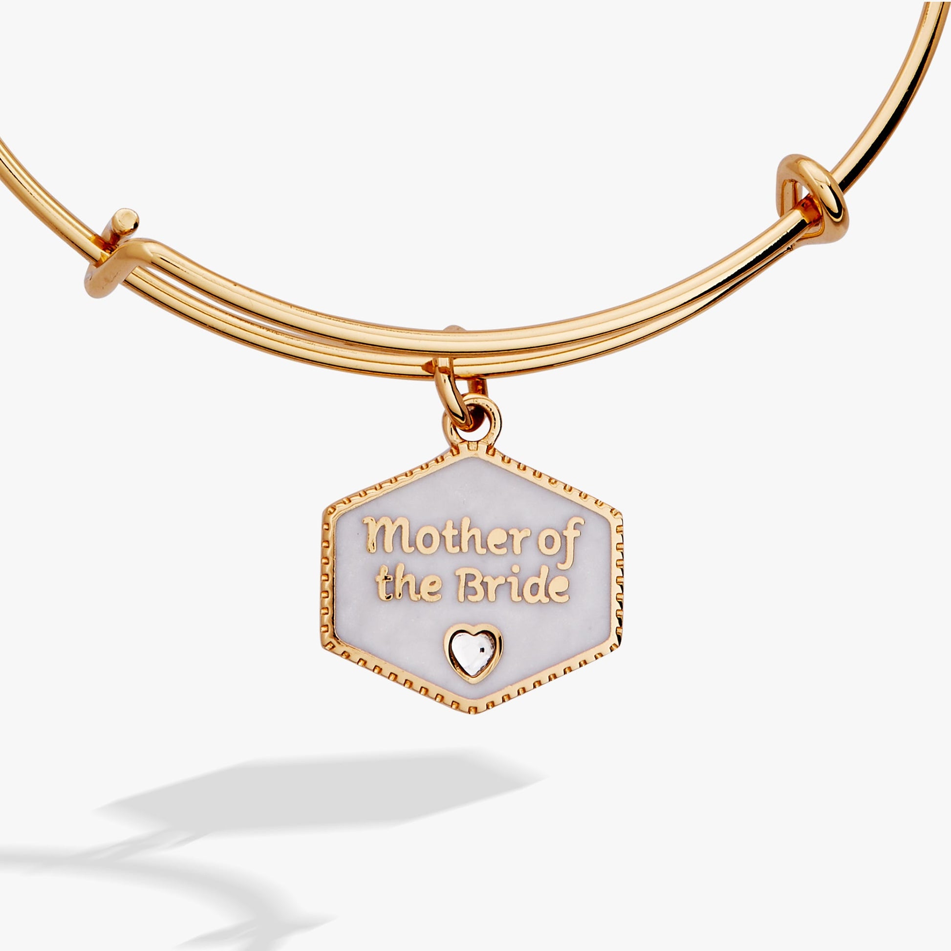 Mother of the Bride Mother of Pearl Charm Bangle Gold