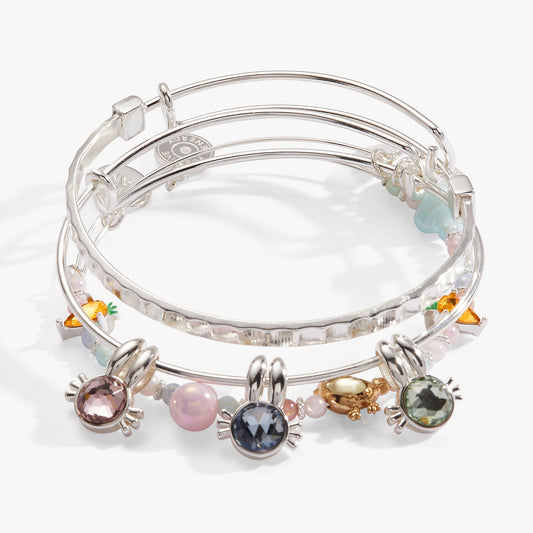 Easter Charm Bangles, Set of 3 Silver