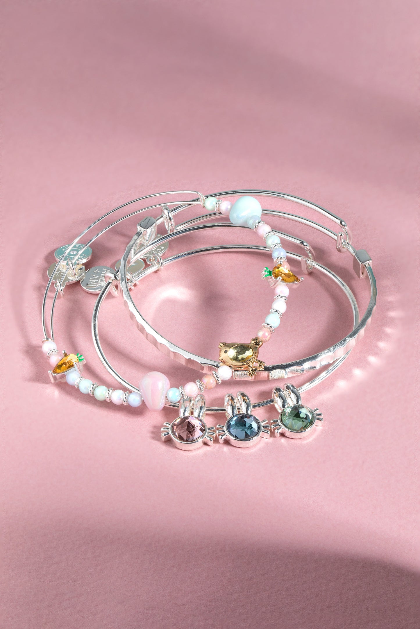 Easter Charm Bangles, Set of 3 Silver