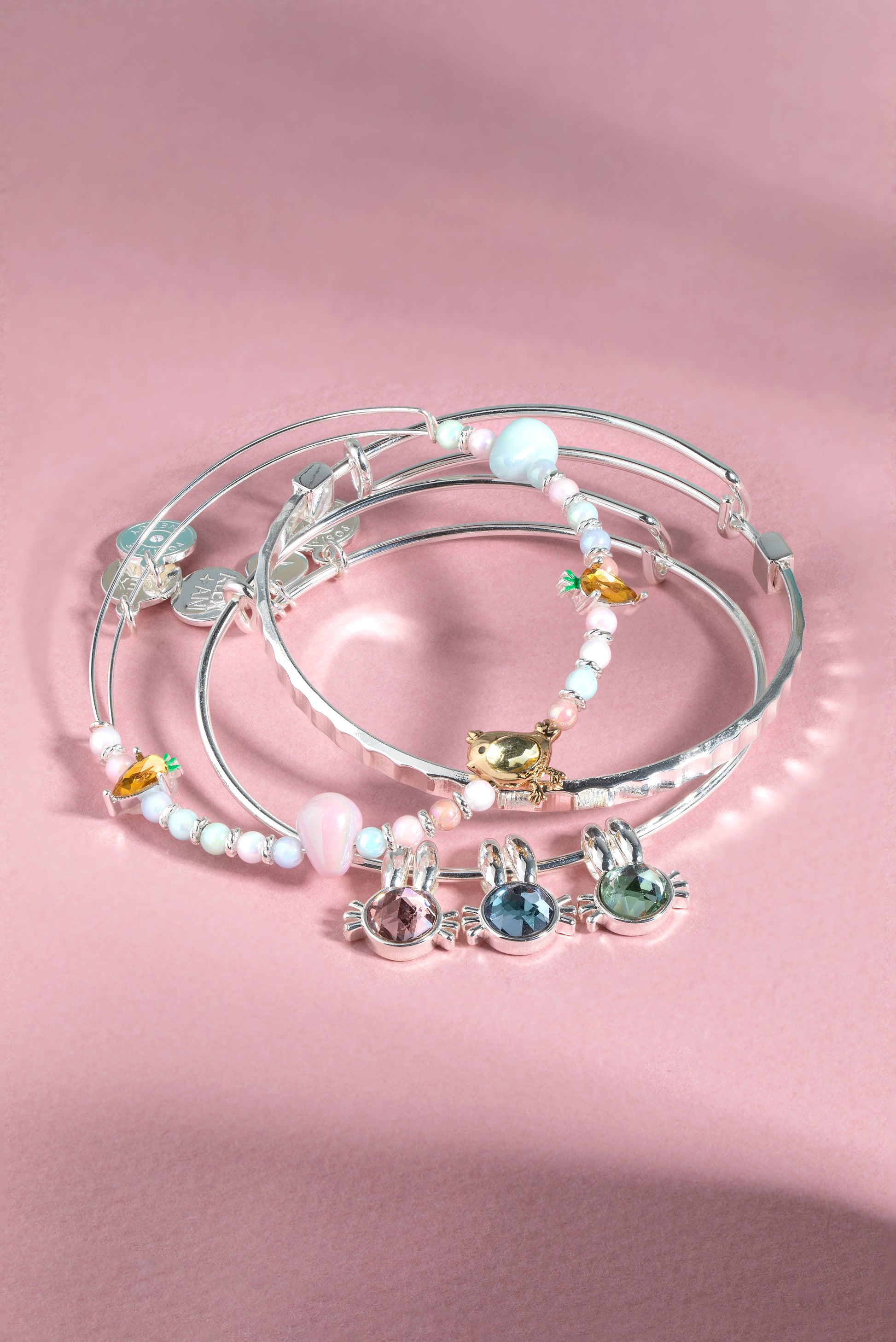 Easter Charm Bangles, Set of 3 Silver