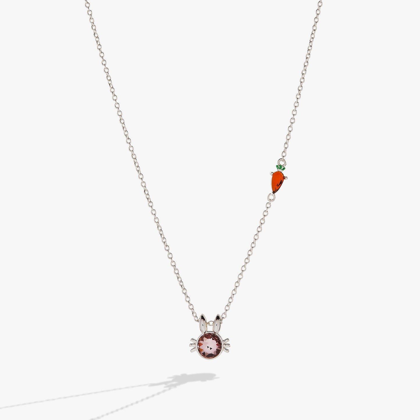 Crystal Bunny Pendant Necklace Silver