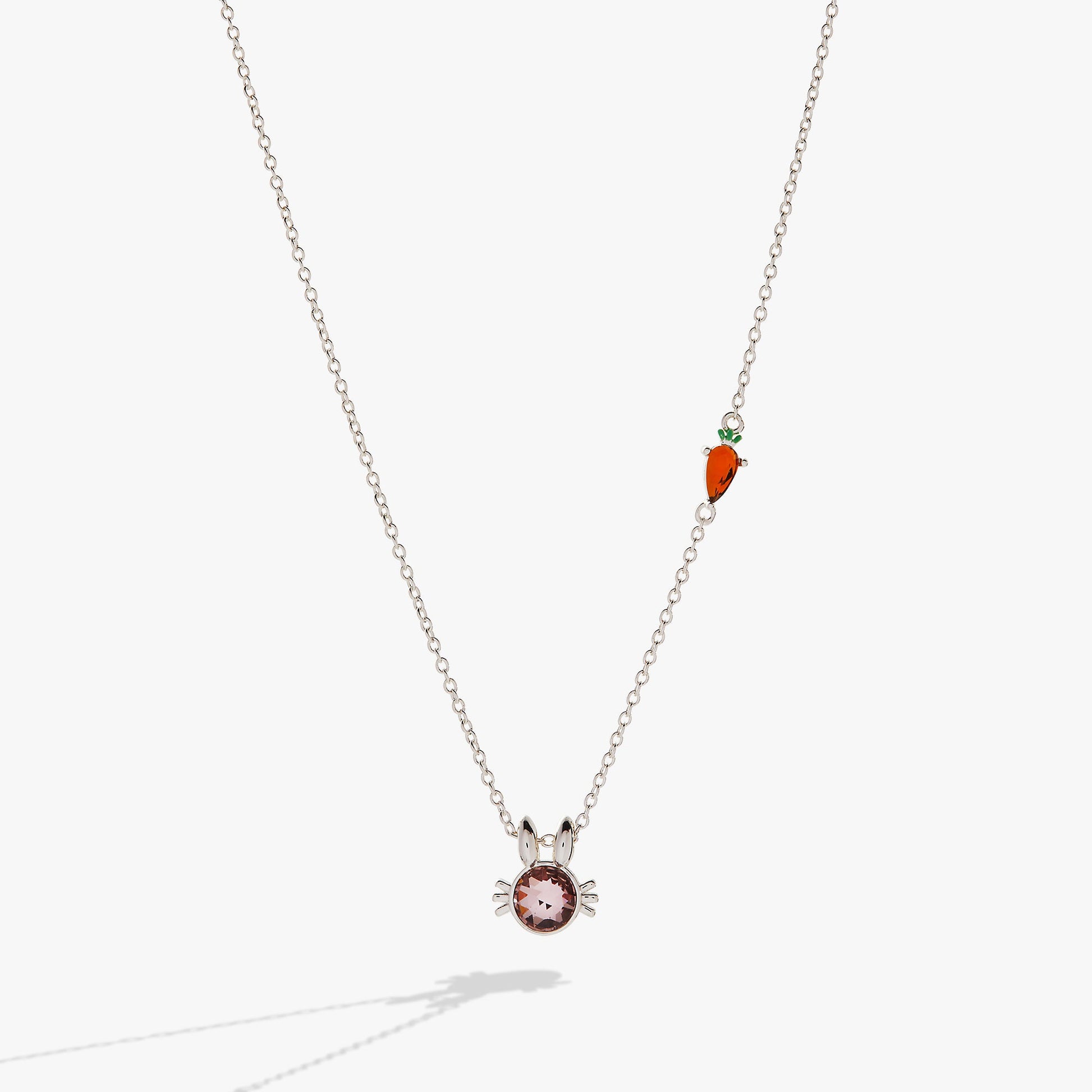 Crystal Bunny Pendant Necklace Silver