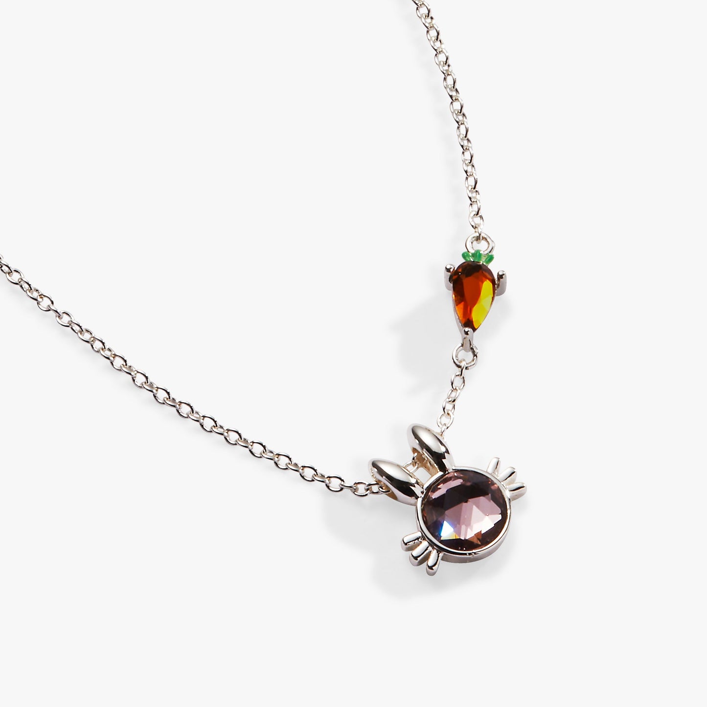 Crystal Bunny Pendant Necklace Silver