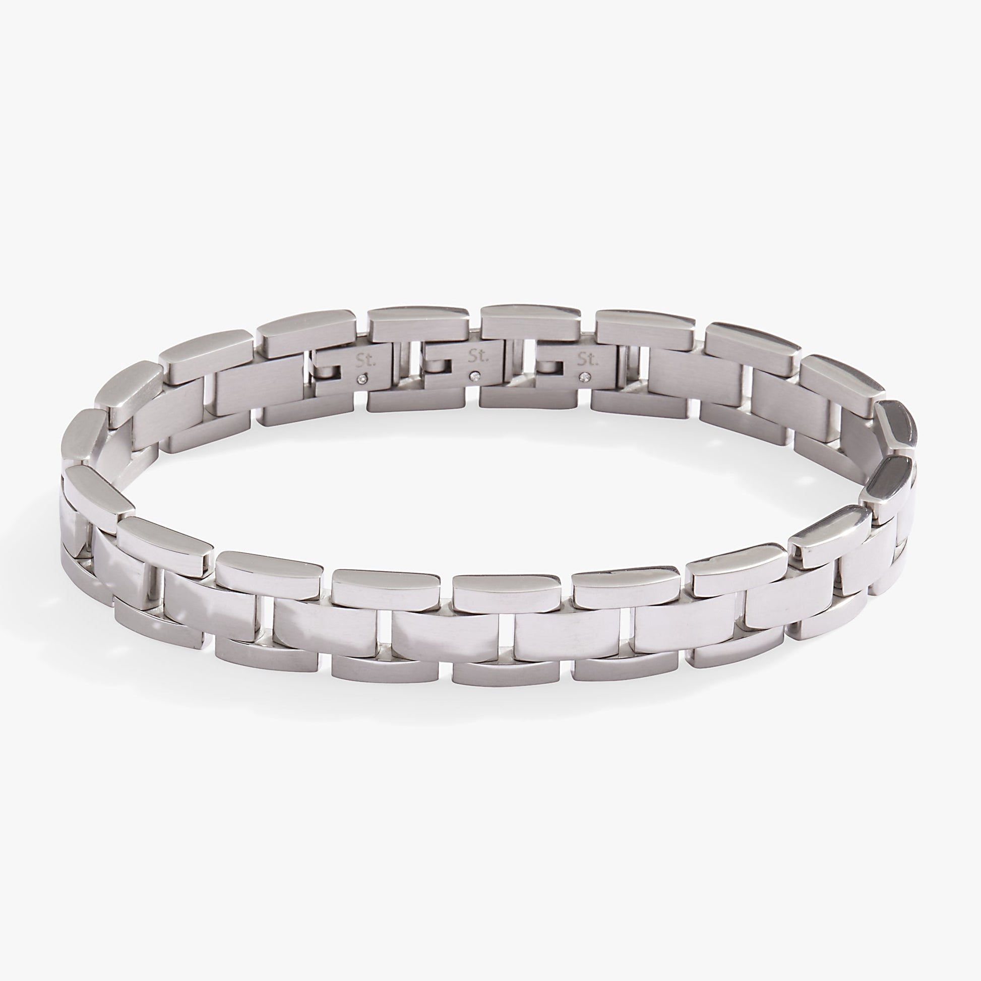 Chunky Watch Strap Bracelet Stainless Steel Silver
