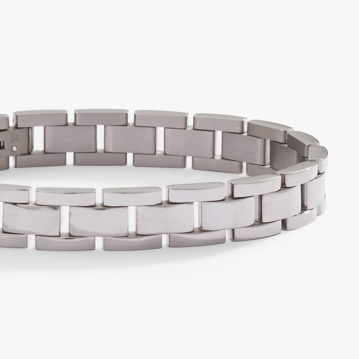 Chunky Watch Strap Bracelet Stainless Steel Silver