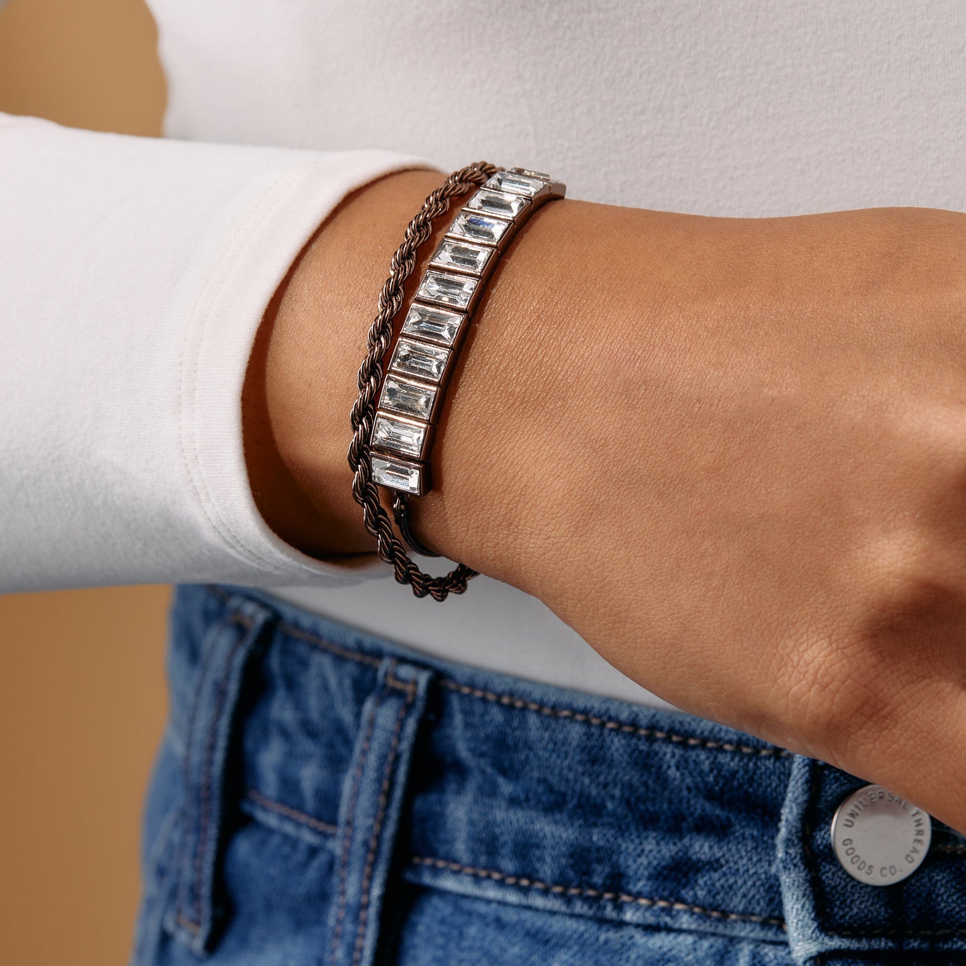 Baguette Crystal Tennis Bracelet Chocolate