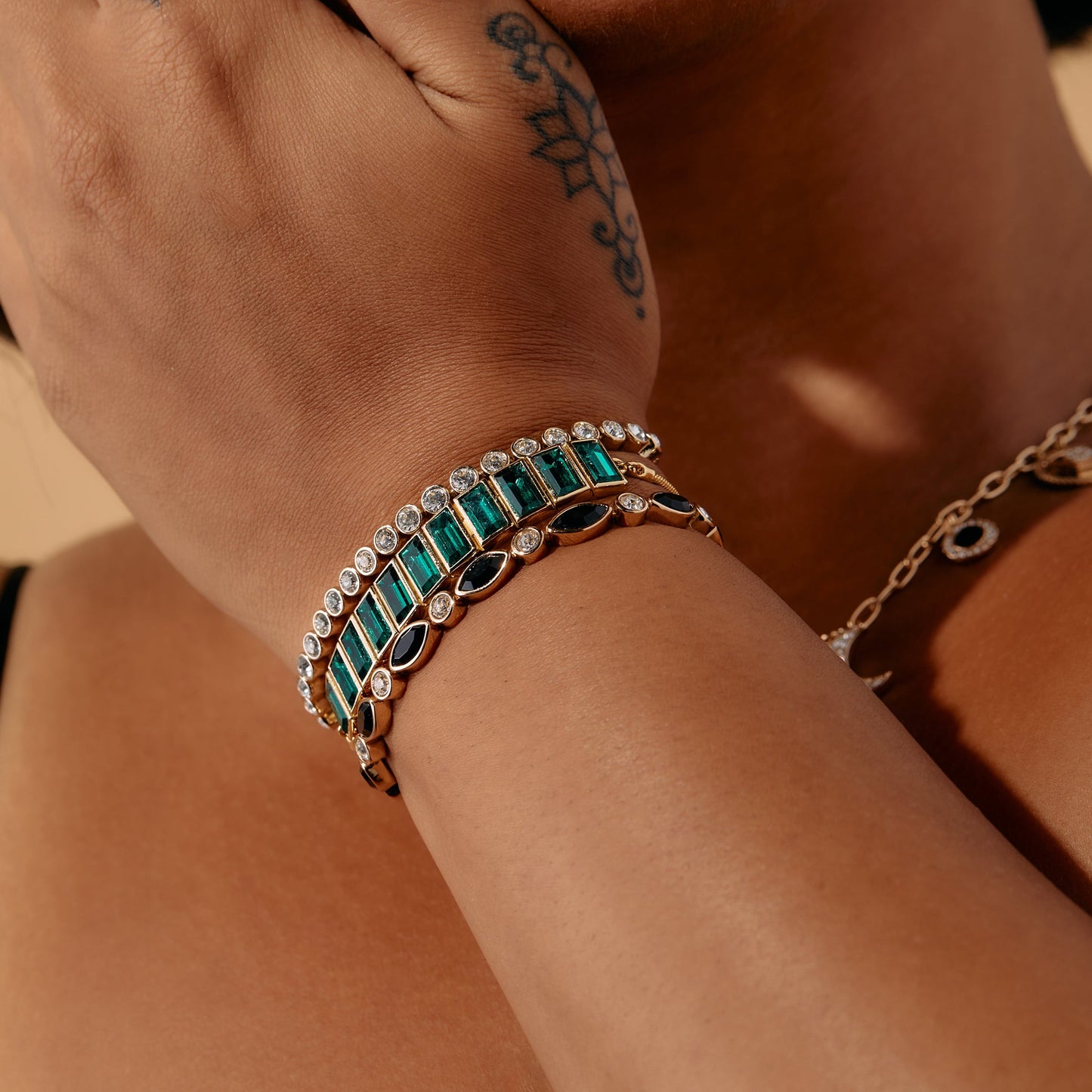 Baguette Crystal Tennis Bracelet Chocolate