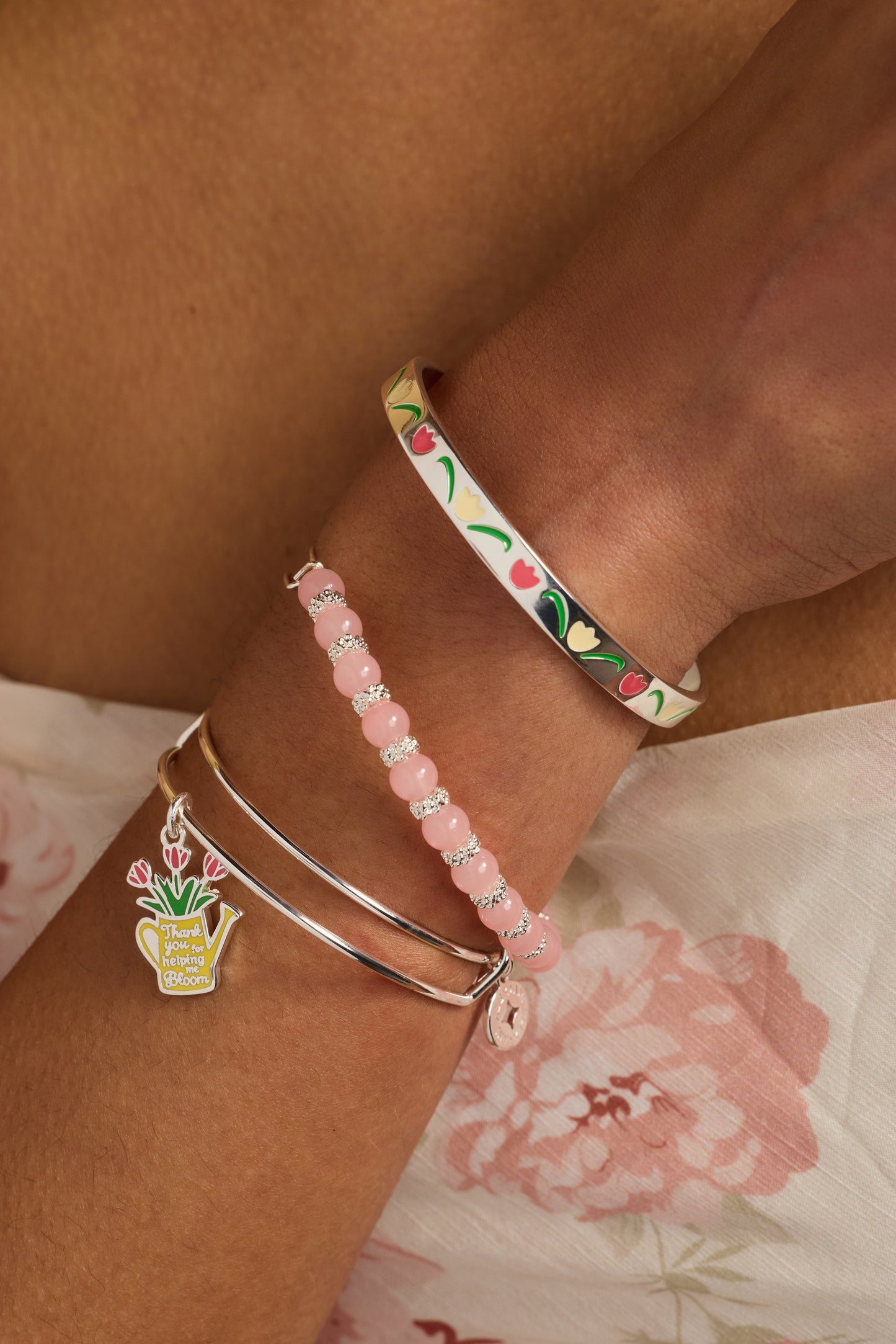 Planted In Love, Grown In Grace' Tulip Flower Cuff
    
    
    
       Silver