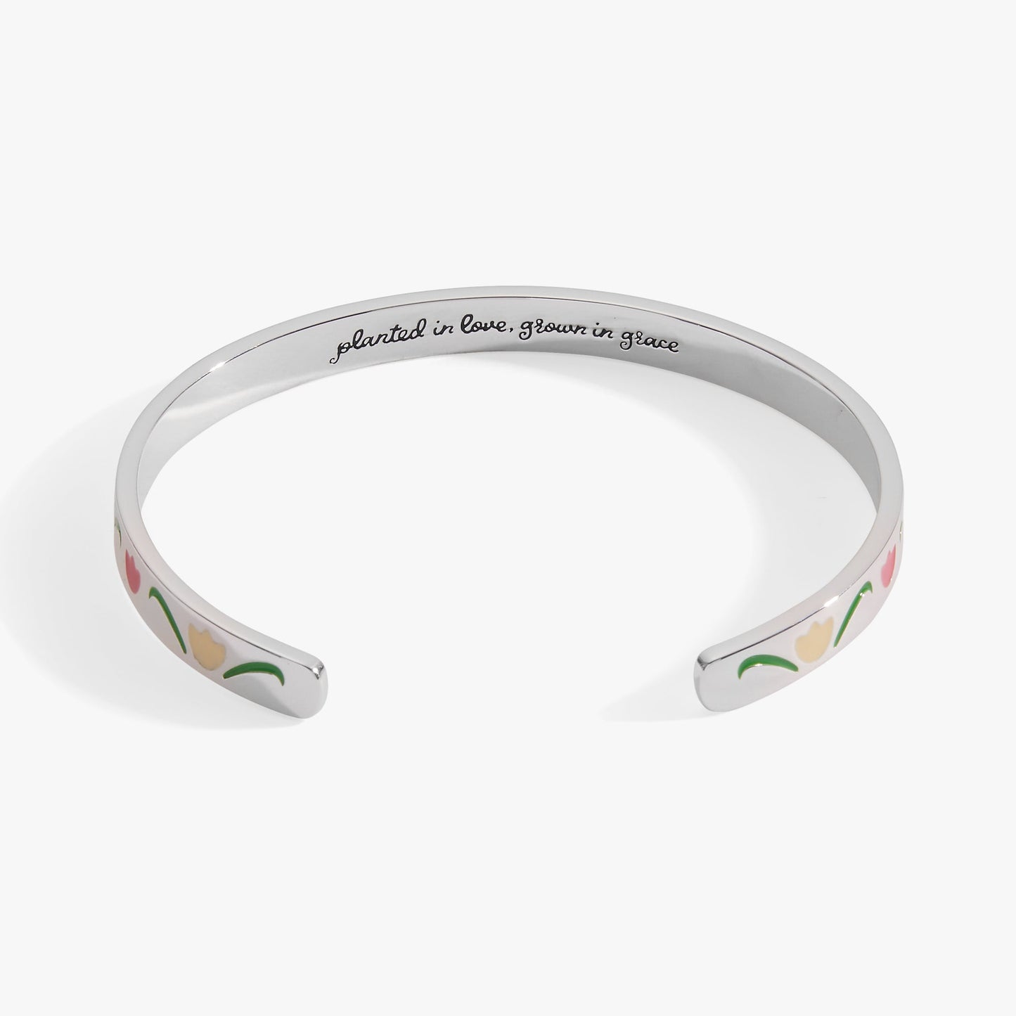 Planted In Love, Grown In Grace' Tulip Flower Cuff
    
    
    
       Silver