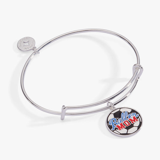 Baller Mom' Soccer Charm Bangle
    
    
    
       Silver