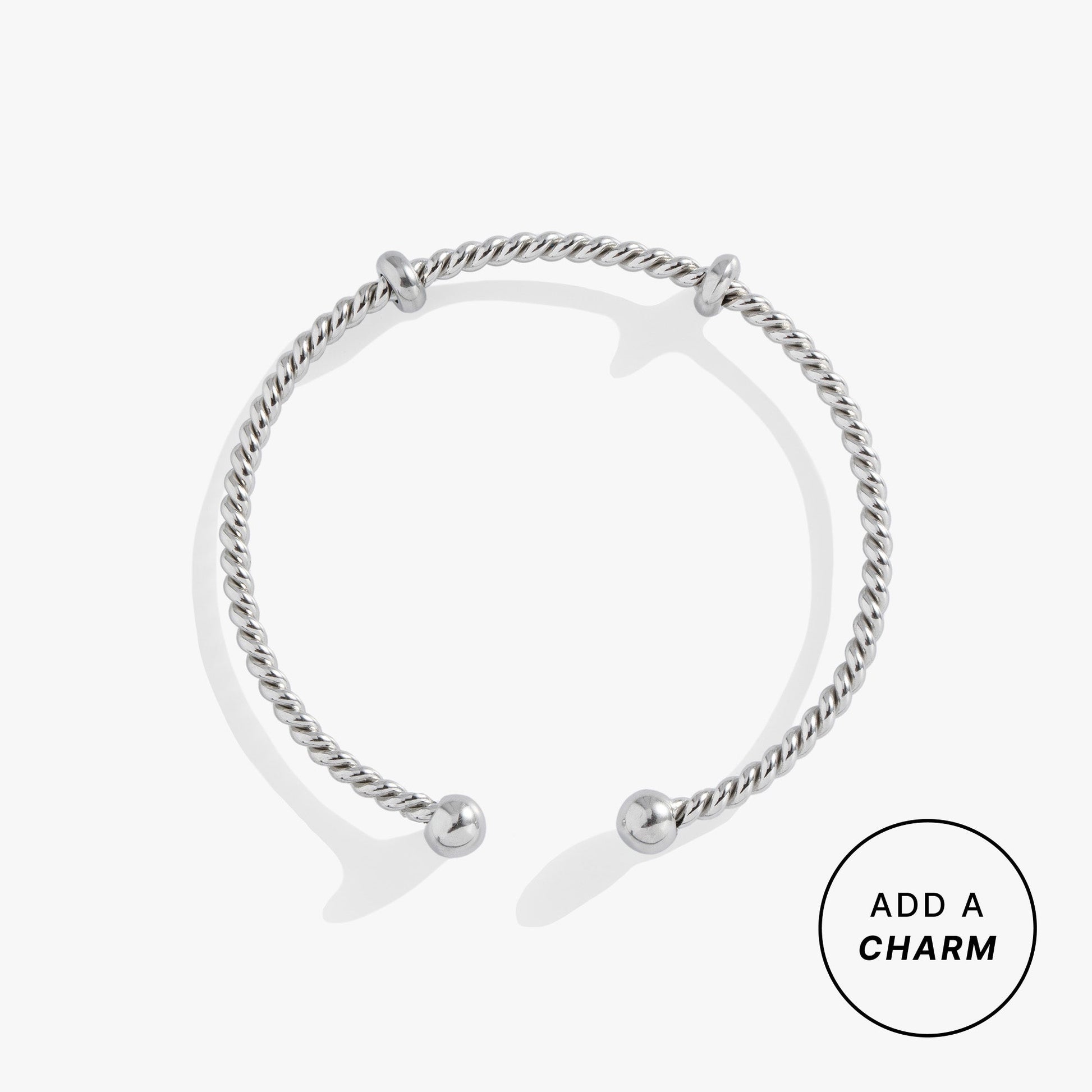 French Rope Cuff Interchangeable Base Stainless Steel Silver