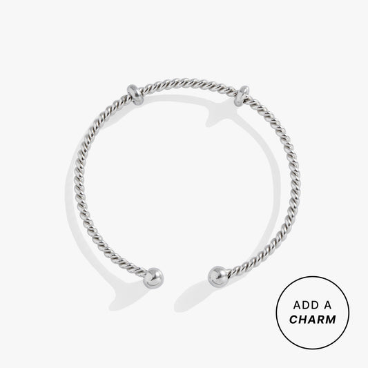 French Rope Cuff Interchangeable Base Stainless Steel Silver