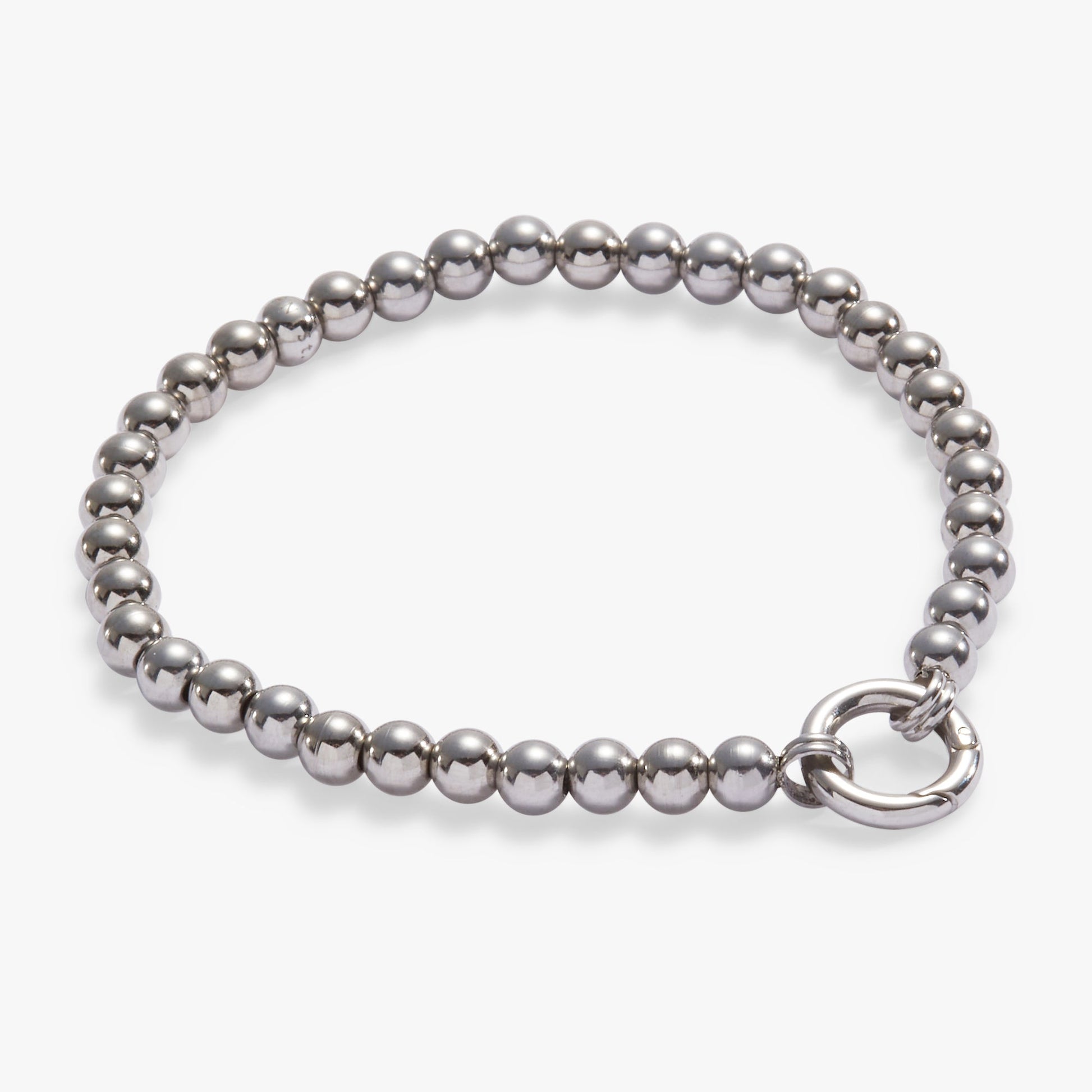 Beaded Stretch Charm Base Stainless Steel Silver